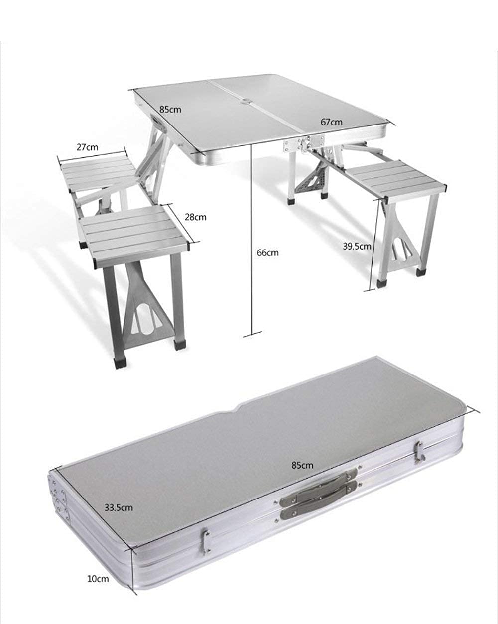 Sklopivi aluminijumski kamp sto sa 4 stolice – sto u koferu