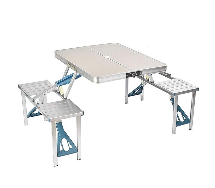 Sklopivi aluminijumski kamp sto sa 4 stolice – sto u koferu