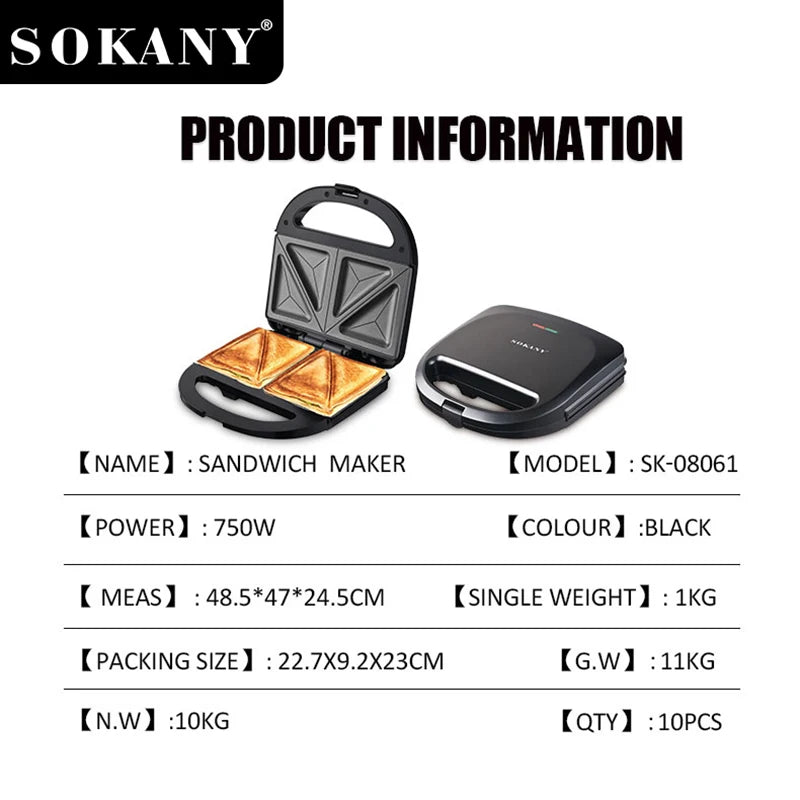 SOKANY Aparat za Sendviče 750W