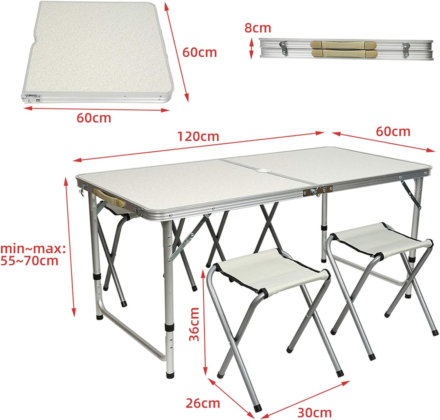 Set sklopivog stola i 4 stolice za piknik