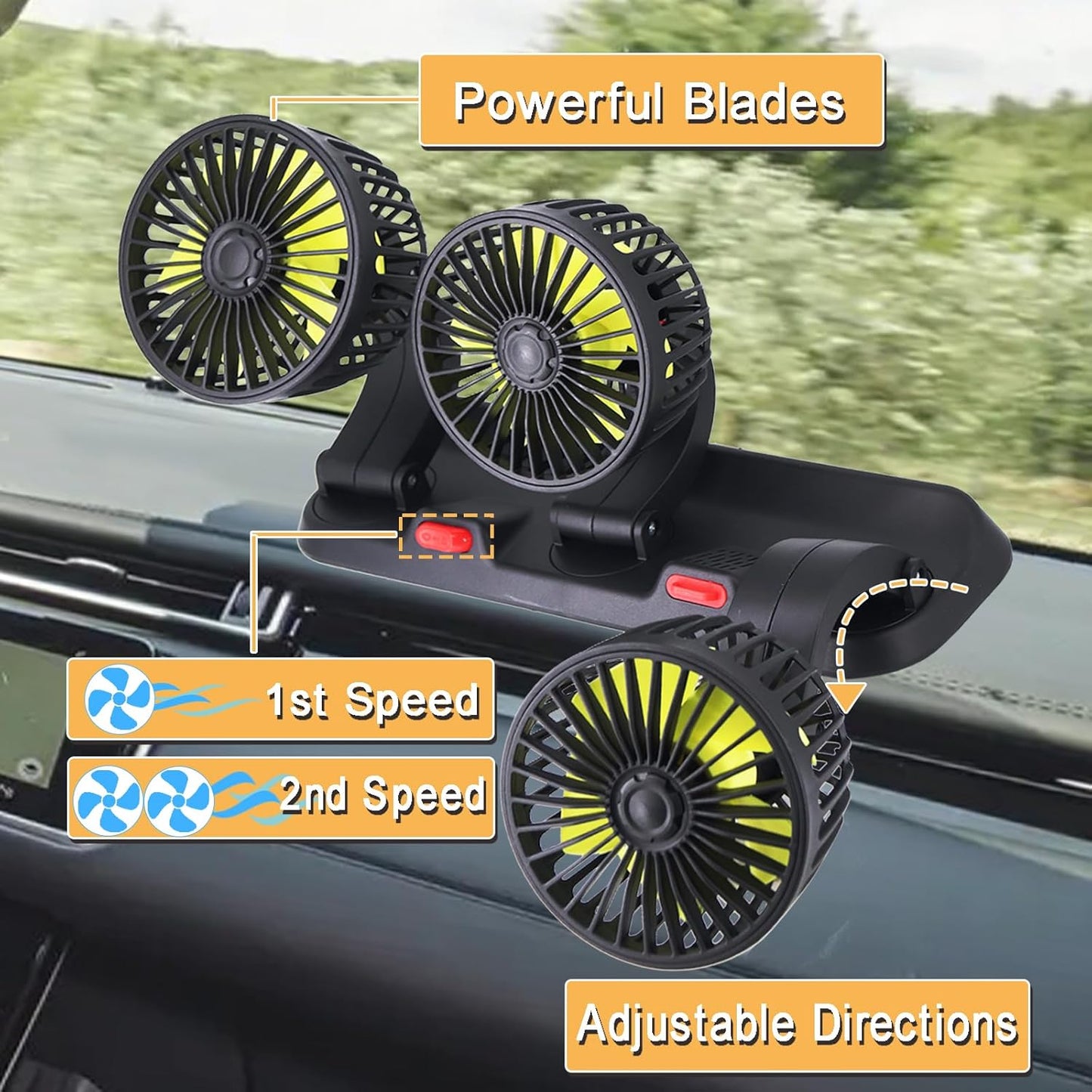 Auto ventilator sa 3 glave (12V)