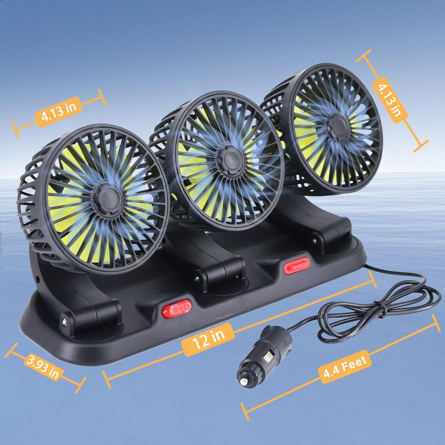 Auto ventilator sa 3 glave (12V)