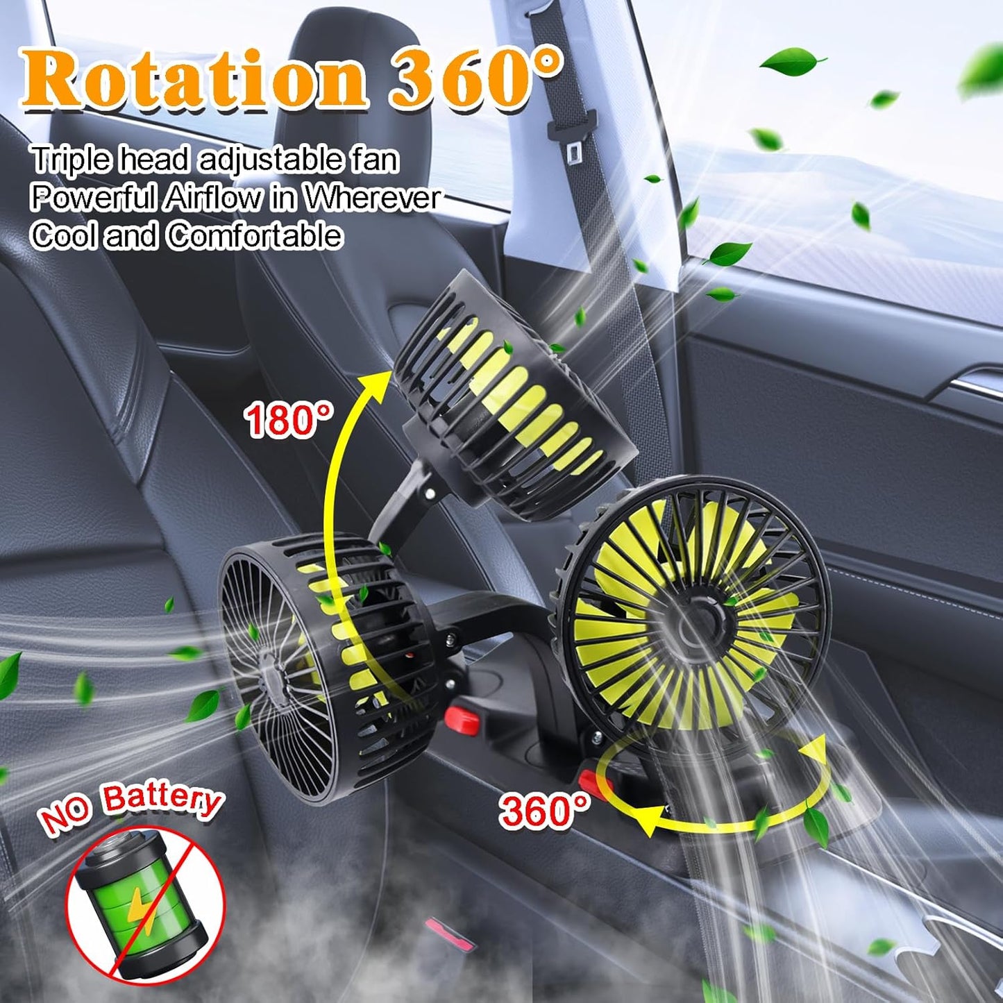 Auto ventilator sa 3 glave (12V)