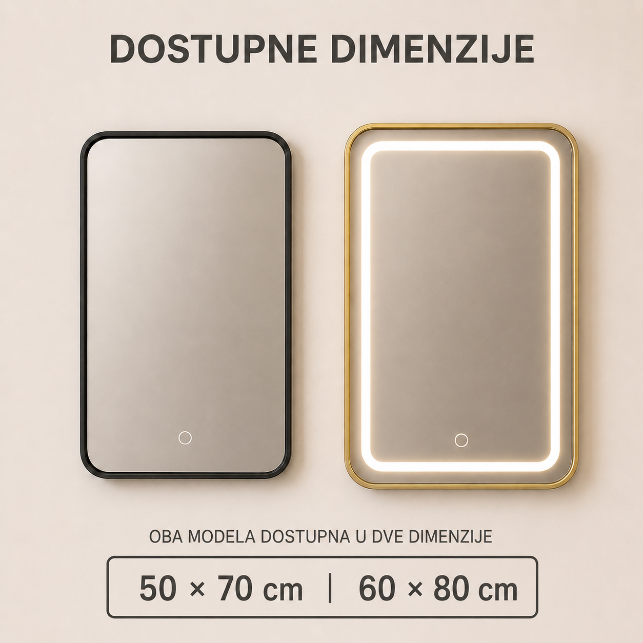 Premium Touch LED ogledalo sa metalnim ramom