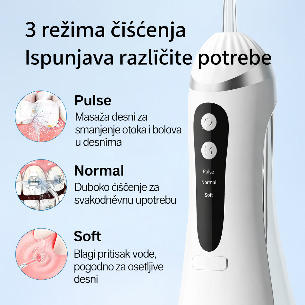 Prenosivi oralni irigator sa 4 nastavka