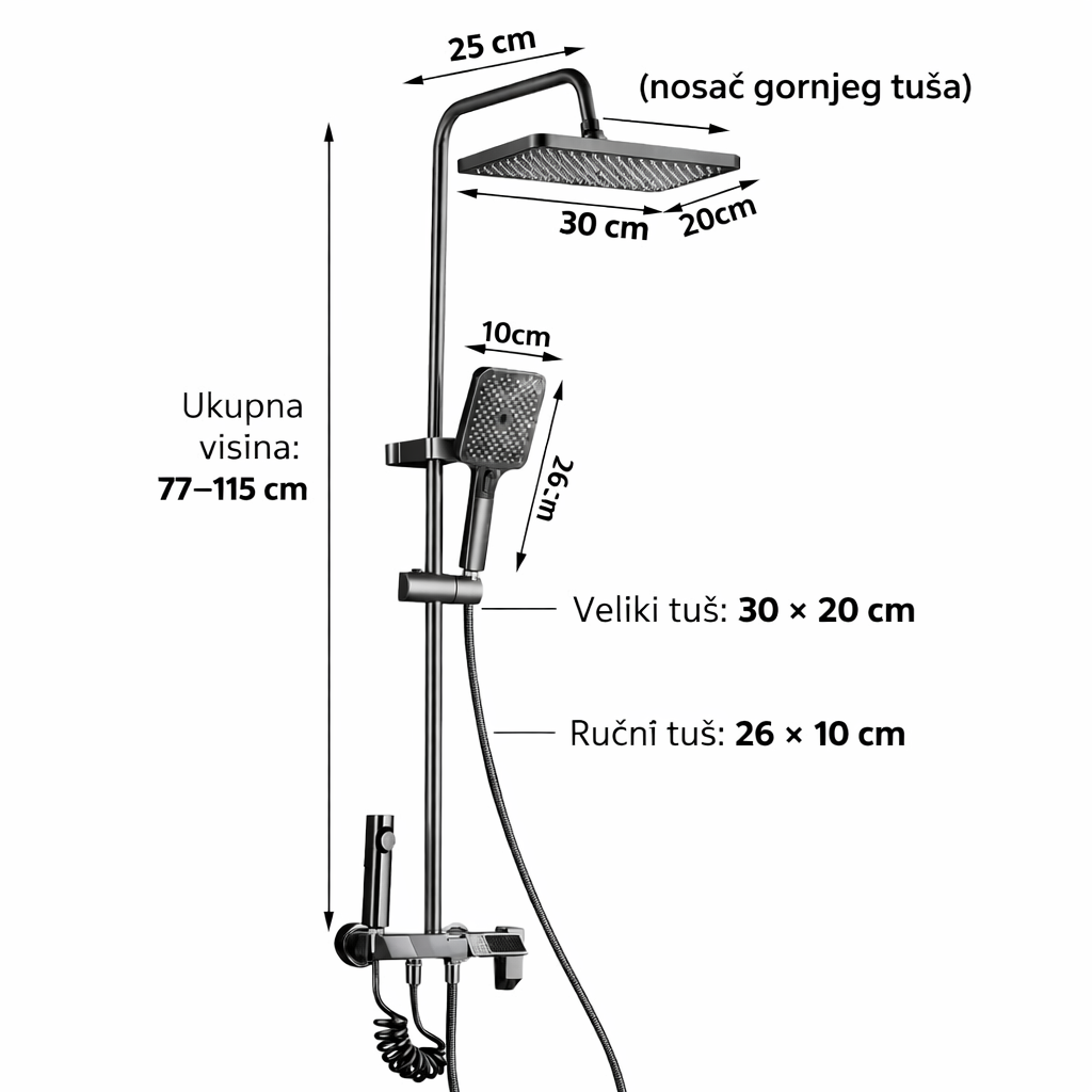 Luksuzni Tuš Sistem sa Displejom