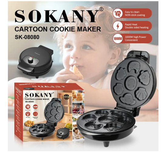 SOKANY Aparat za Galete / Waffle sa Crtanim Oblicima 1000W