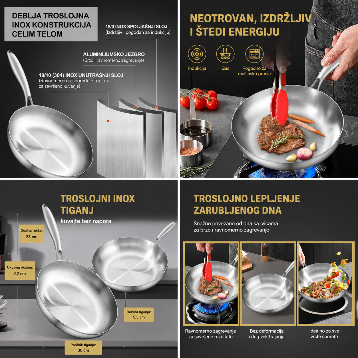 Premium Inox Tiganj od Nerđajućeg Čelika