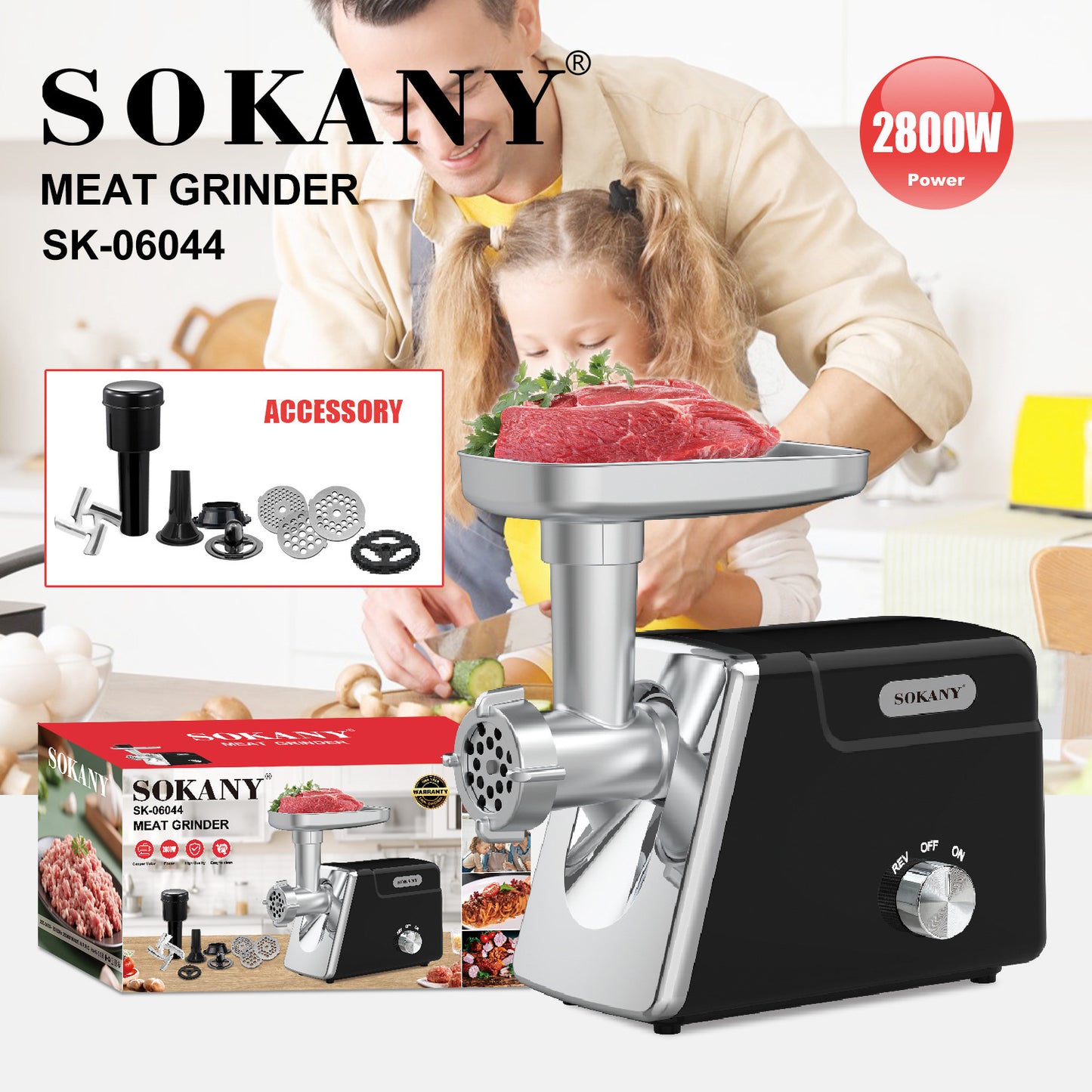 SOKANY Električna Mašina za Mlevenje Mesa 2800W