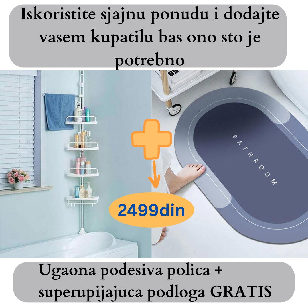 Podesiva polica za kupatilo + gratis upijajuca podloga za kupatilo